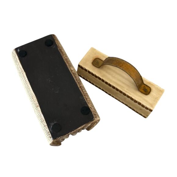 Resin Designer Beige Handbag With Metal Handle Decorative Trinket Box - Picture 6 of 6